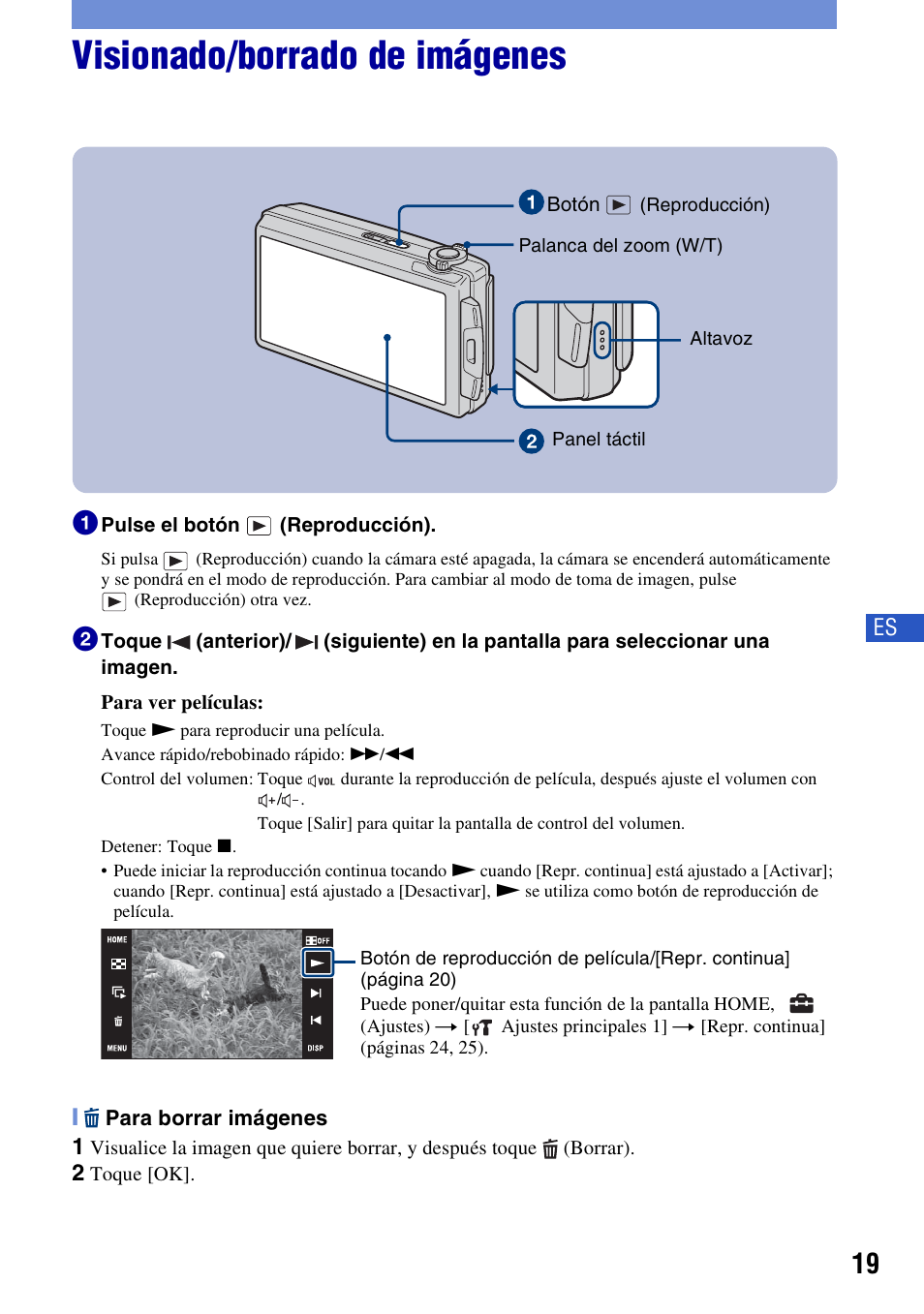 Visionado/borrado de imágenes | Sony DSC-T500 User Manual | Page 59 / 84