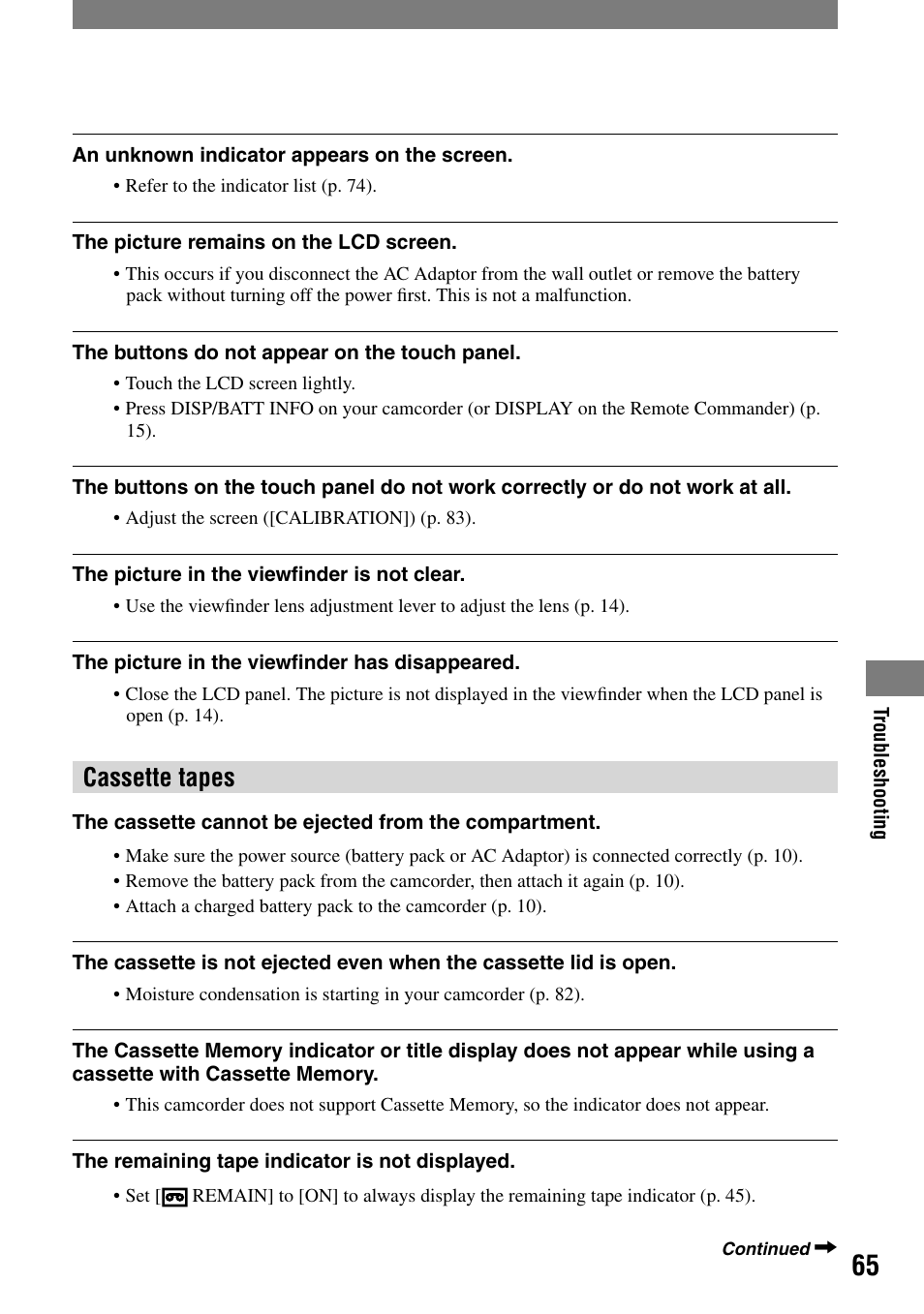 Cassette tapes | Sony DCR-HC21 User Manual | Page 65 / 92