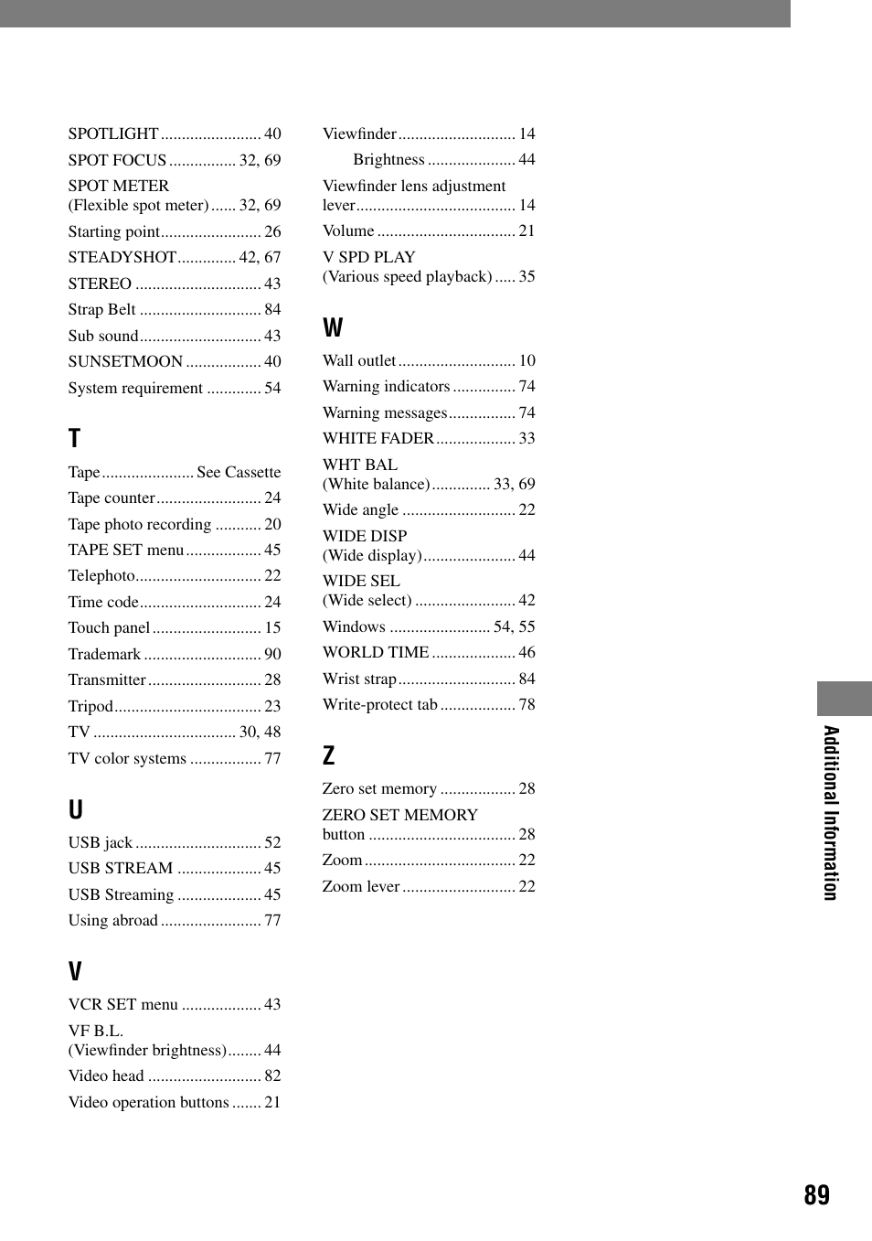 Sony DCR-HC21 User Manual | Page 89 / 92