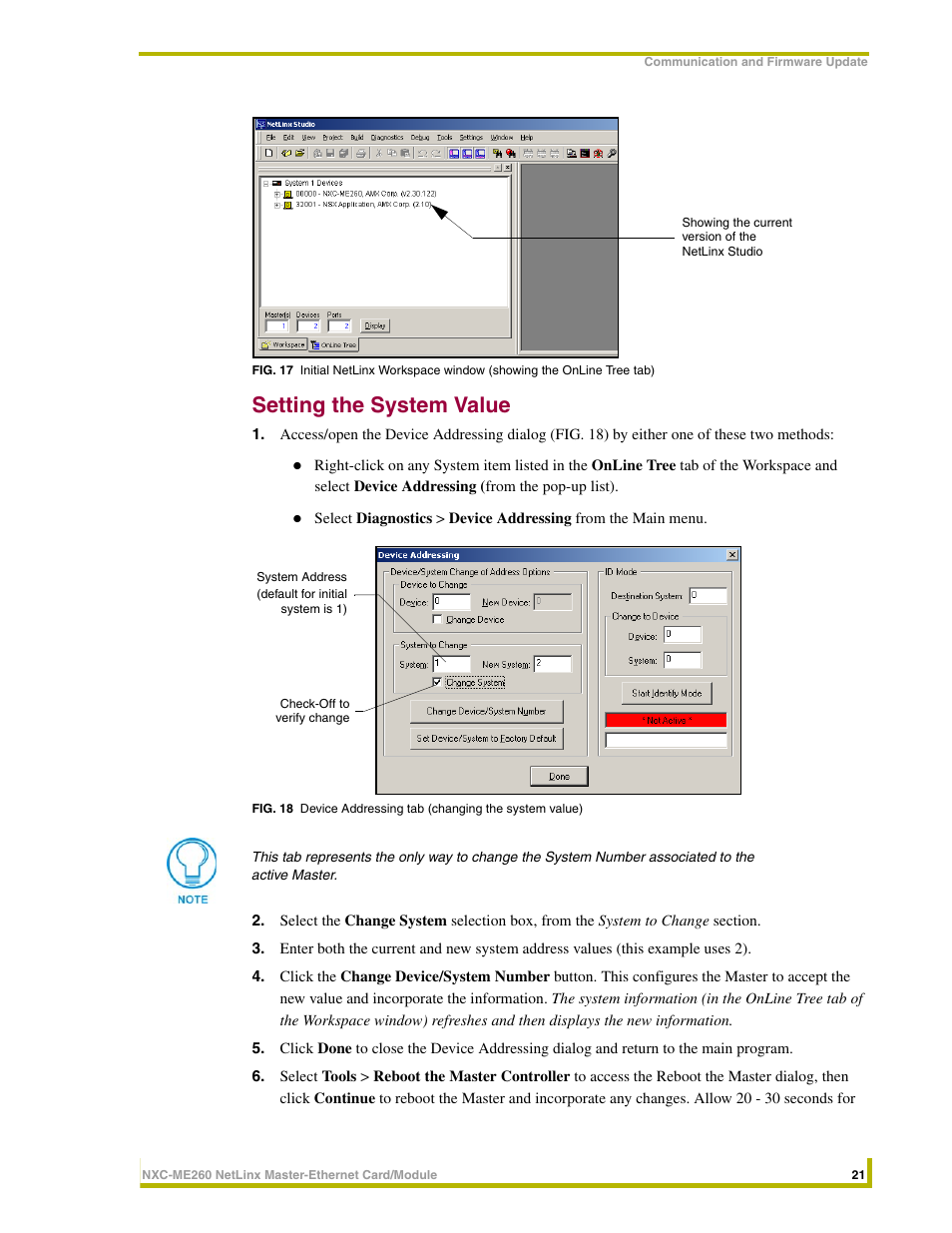 Setting the system value | AMX NetLinx Master-Ethernet Card/Module NXC-ME260 User Manual | Page 27 / 106