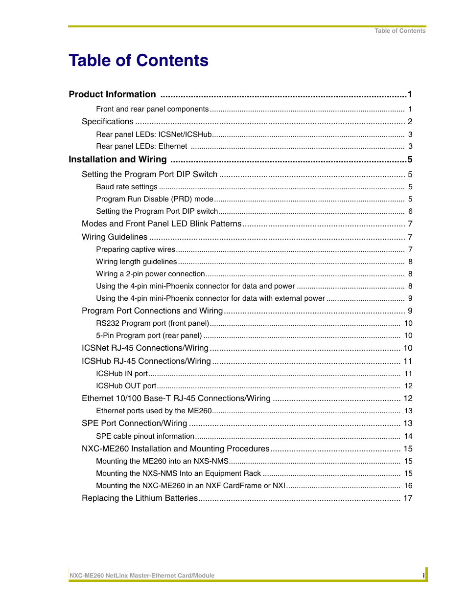 AMX NetLinx Master-Ethernet Card/Module NXC-ME260 User Manual | Page 3 / 106