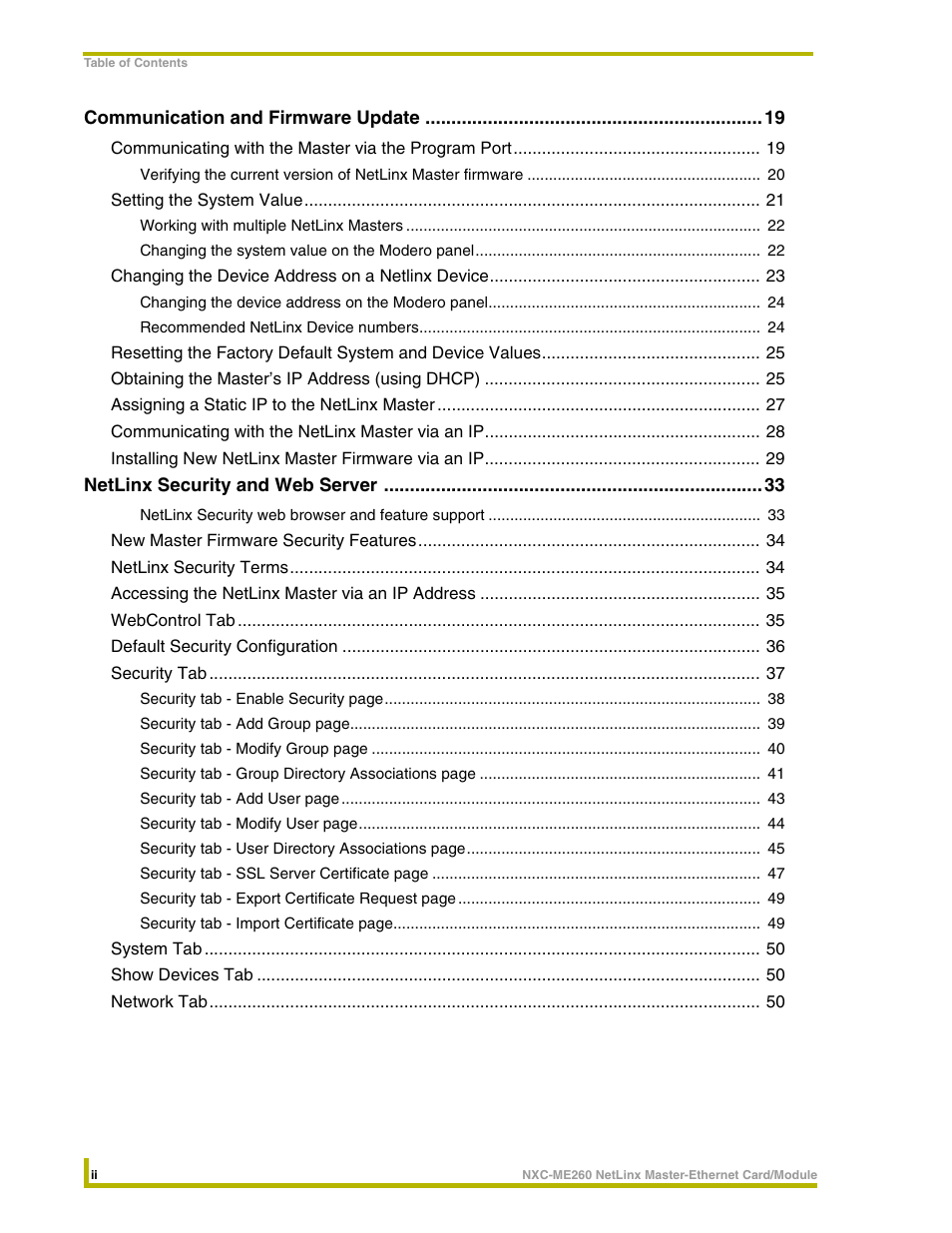 AMX NetLinx Master-Ethernet Card/Module NXC-ME260 User Manual | Page 4 / 106