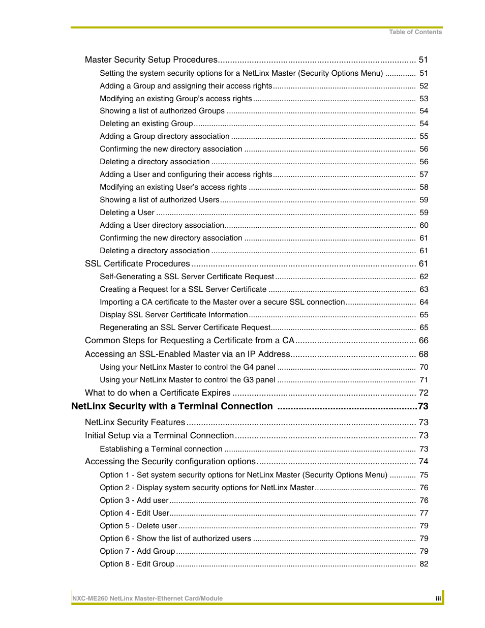AMX NetLinx Master-Ethernet Card/Module NXC-ME260 User Manual | Page 5 / 106