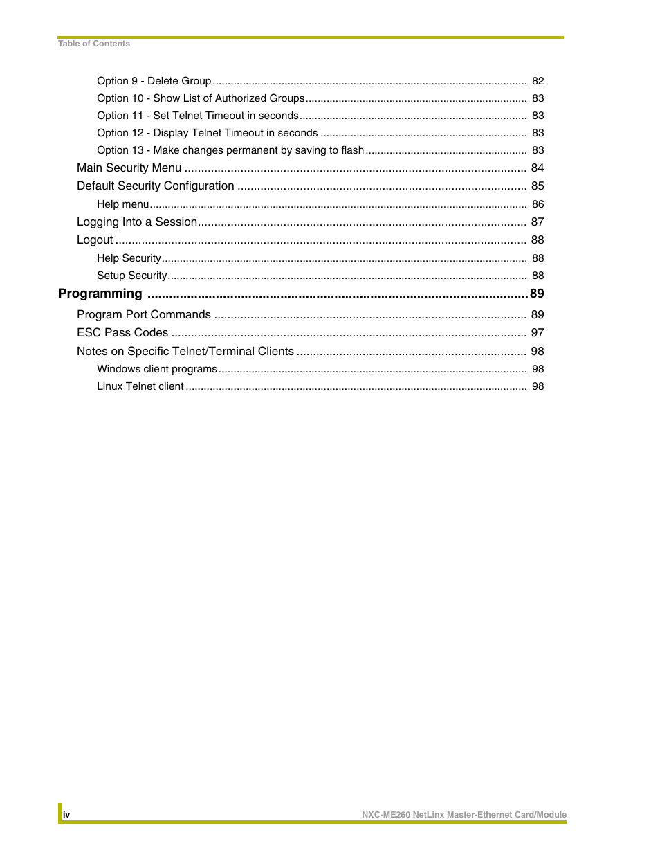 AMX NetLinx Master-Ethernet Card/Module NXC-ME260 User Manual | Page 6 / 106