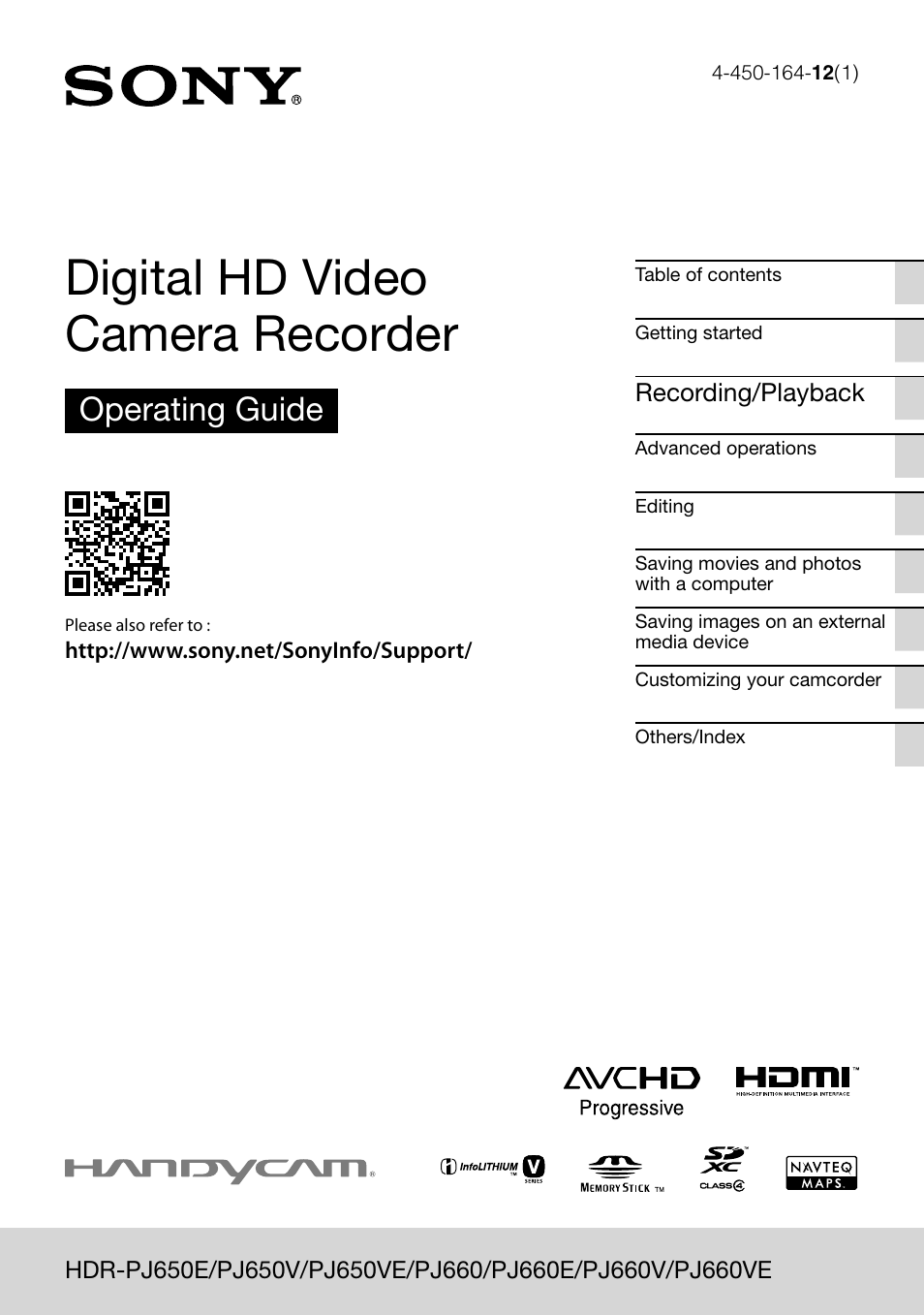 Sony HDR-PJ650V User Manual | 76 pages