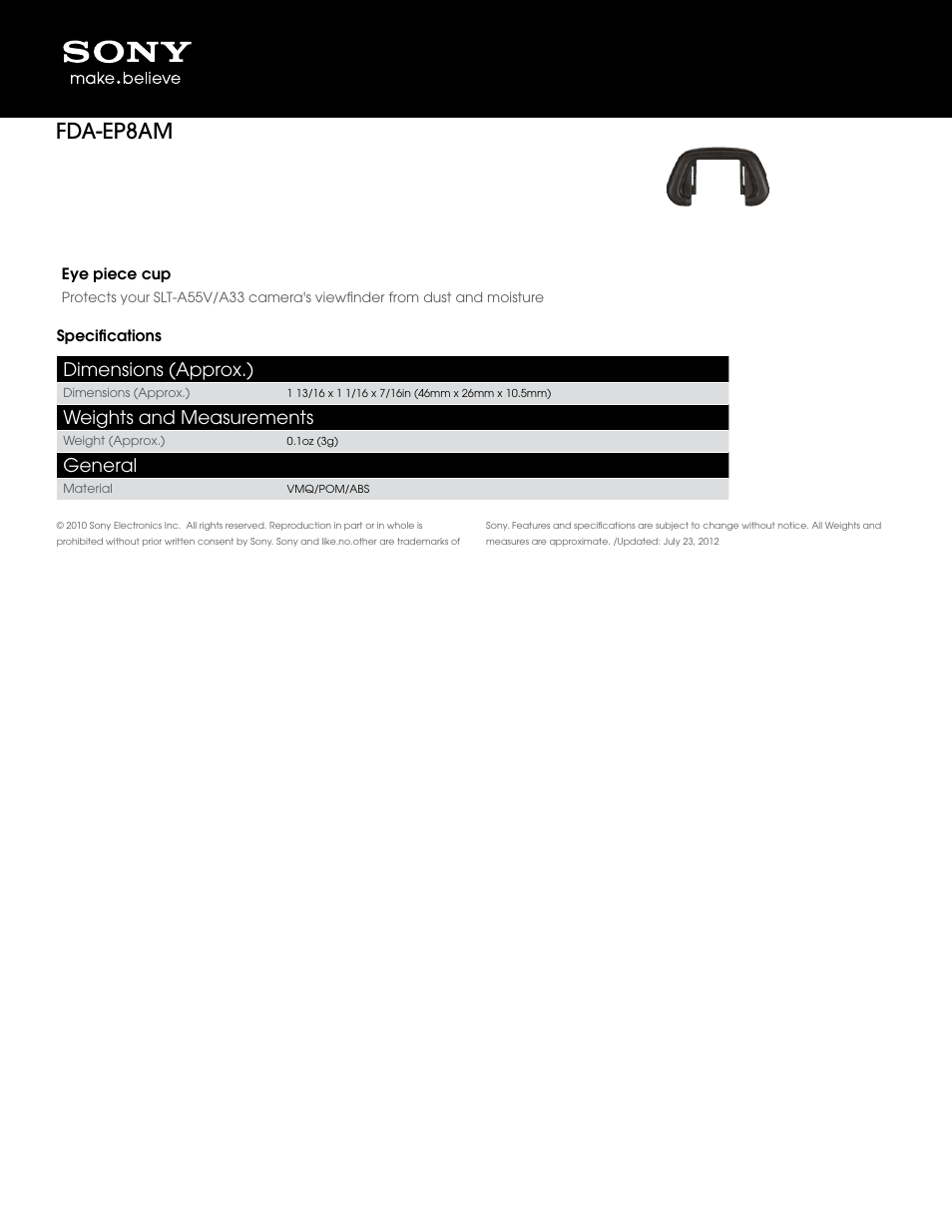 Sony FDA-EP8AM User Manual | 1 page