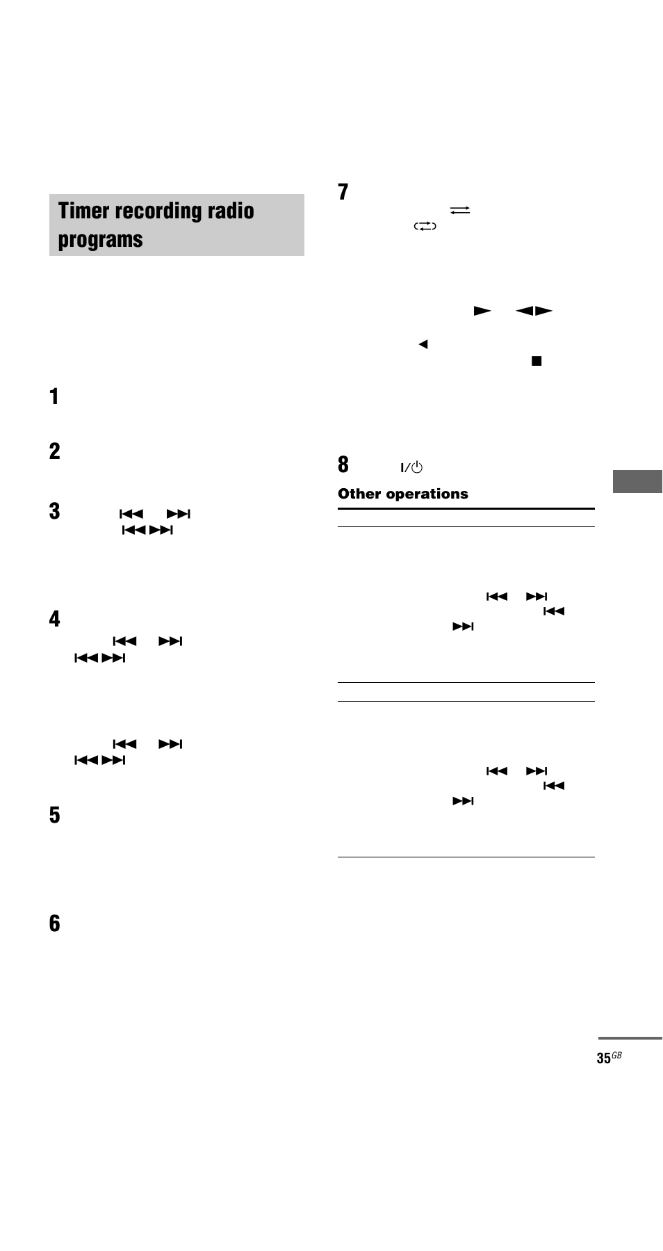 Timer recording radio programs | Sony MHC-GX9900 User Manual | Page 35 / 56