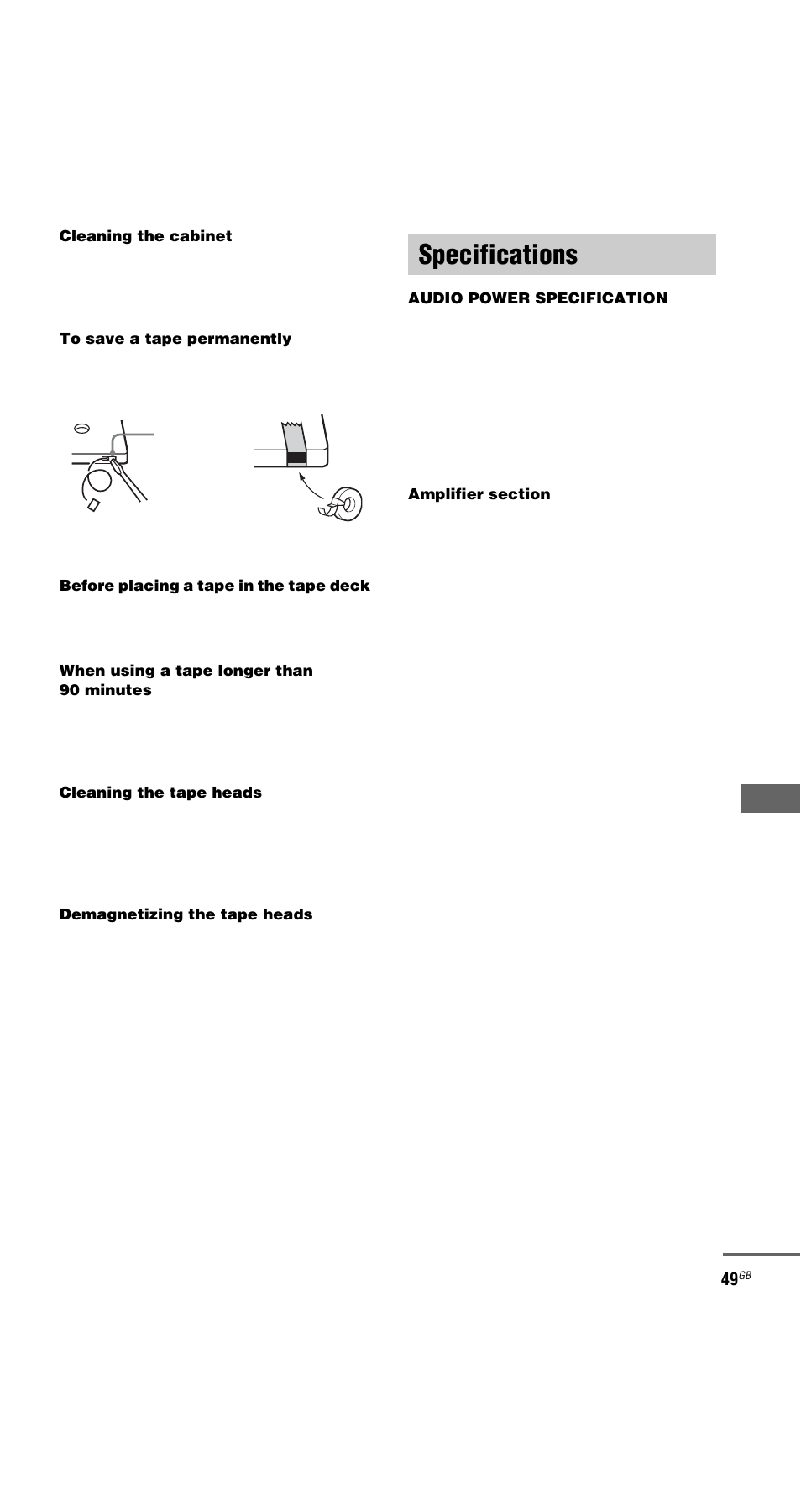 Specifications | Sony MHC-GX9900 User Manual | Page 49 / 56