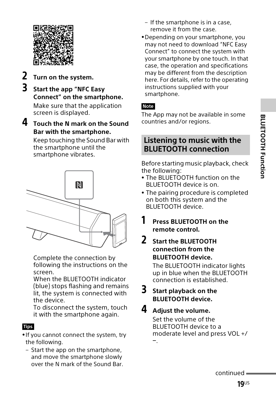 Listening to music with the bluetooth connection | Sony HT-CT60BT User Manual | Page 19 / 88