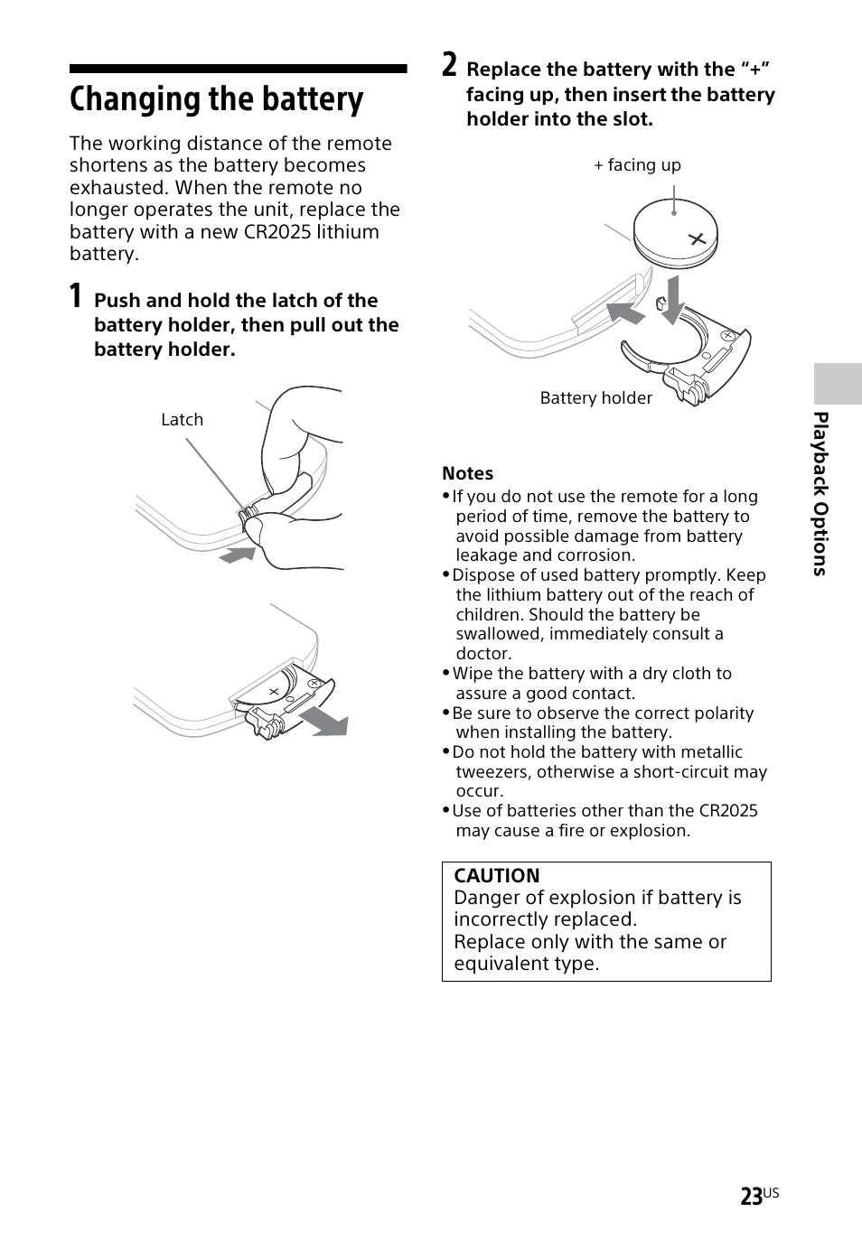 Changing the battery | Sony HT-CT60BT User Manual | Page 23 / 88