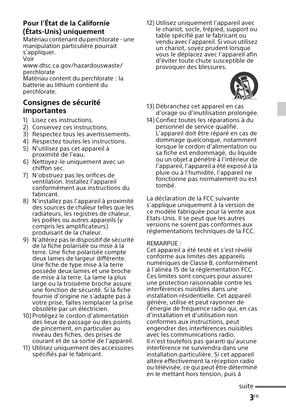Consignes de sécurité importantes | Sony HT-CT60BT User Manual | Page 31 / 88