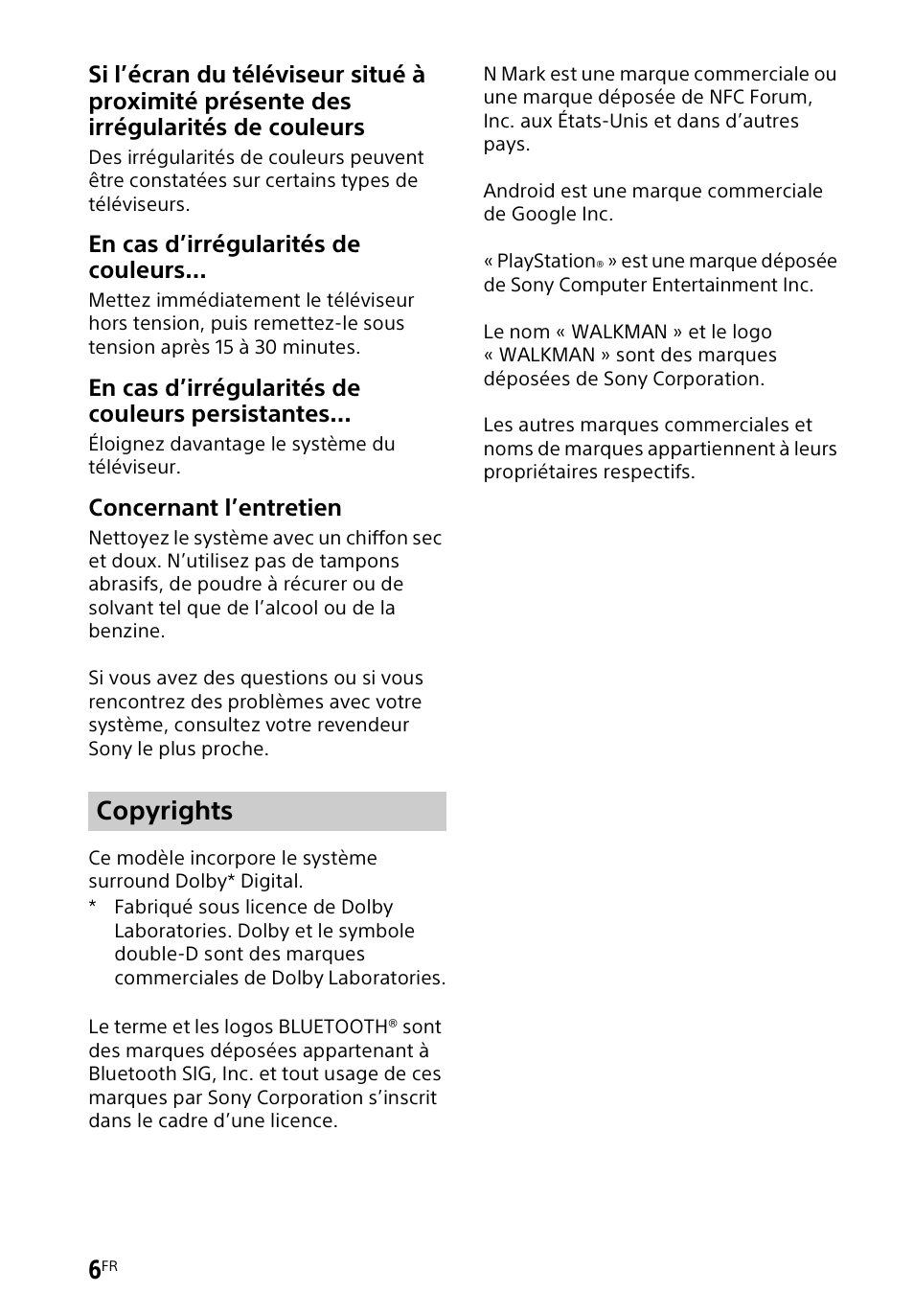 Copyrights | Sony HT-CT60BT User Manual | Page 34 / 88
