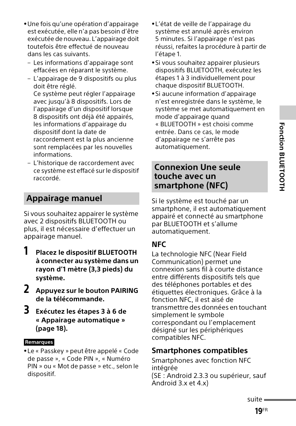 Appairage manuel | Sony HT-CT60BT User Manual | Page 47 / 88