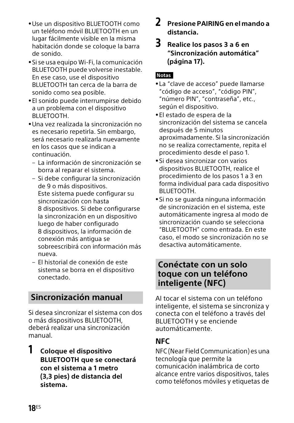 Sincronización manual | Sony HT-CT60BT User Manual | Page 74 / 88
