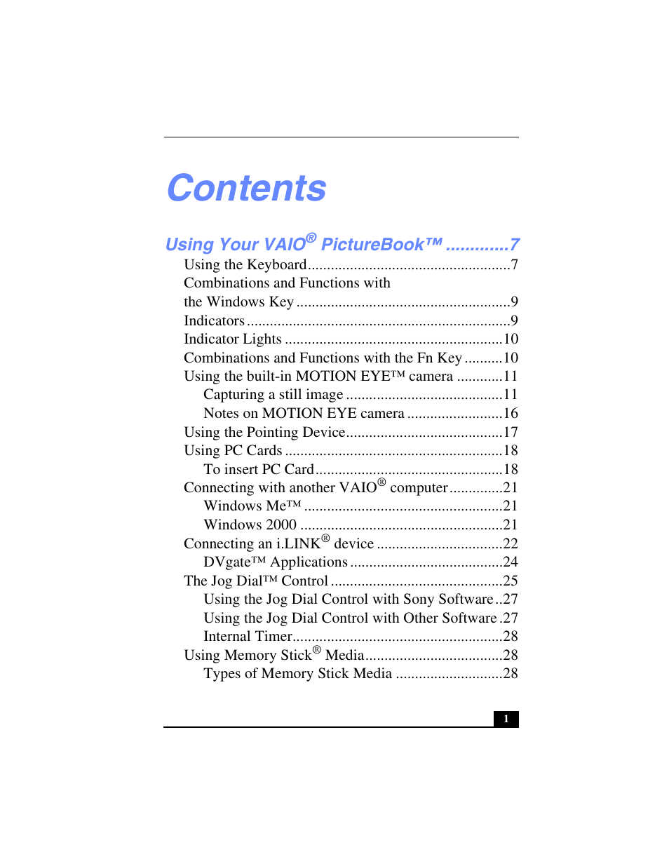 Sony PCG-C1VPK User Manual | 124 pages
