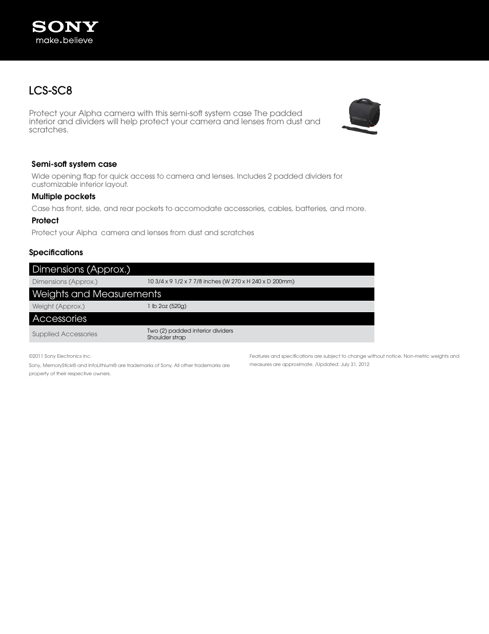 Sony LCS-SC8 User Manual | 1 page