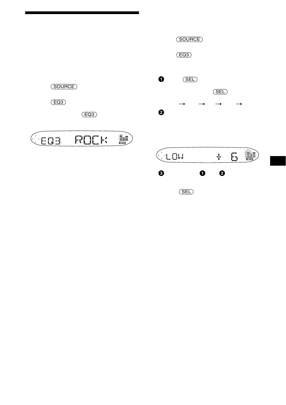Setting the equalizer (eq3), 13 setting the equalizer (eq3) | Sony CDX-SW200 User Manual | Page 13 / 40