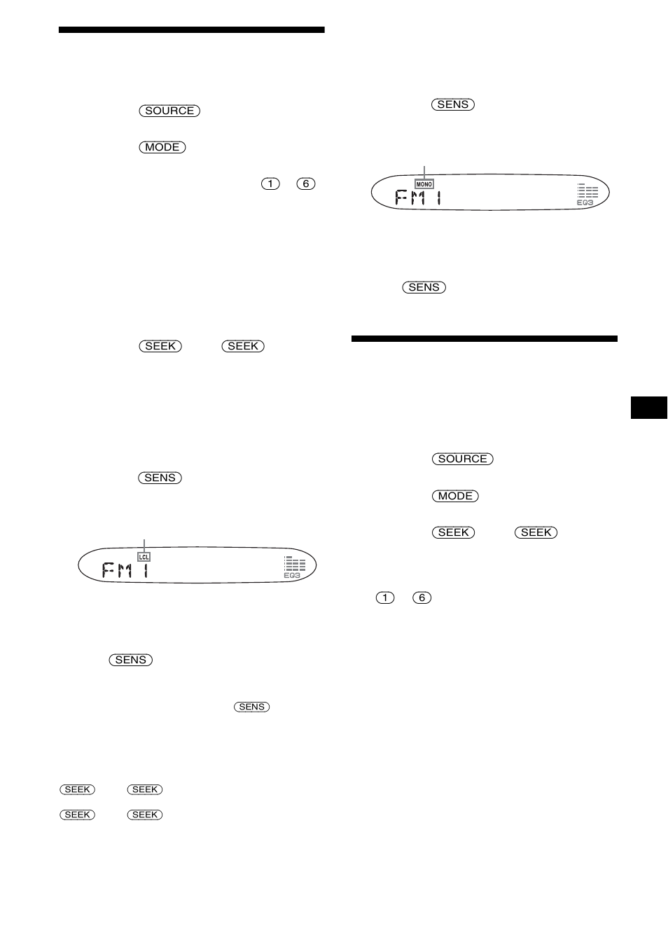Recepción de las emisoras memorizadas, Memorización de las emisoras deseadas, S 11 | Sony CDX-SW200 User Manual | Page 29 / 40
