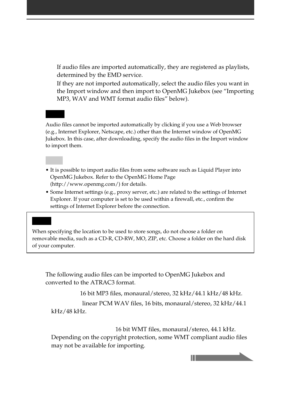 Importing audio files into your computer | Sony PEG-N710C User Manual | Page 21 / 57