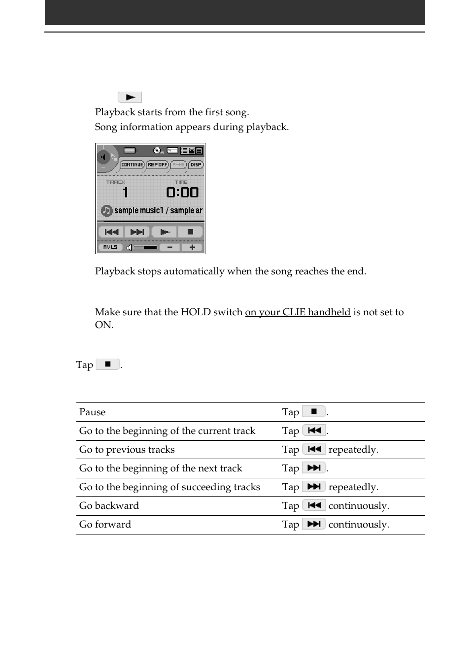 Playing audio files on your clie handheld | Sony PEG-N710C User Manual | Page 33 / 57