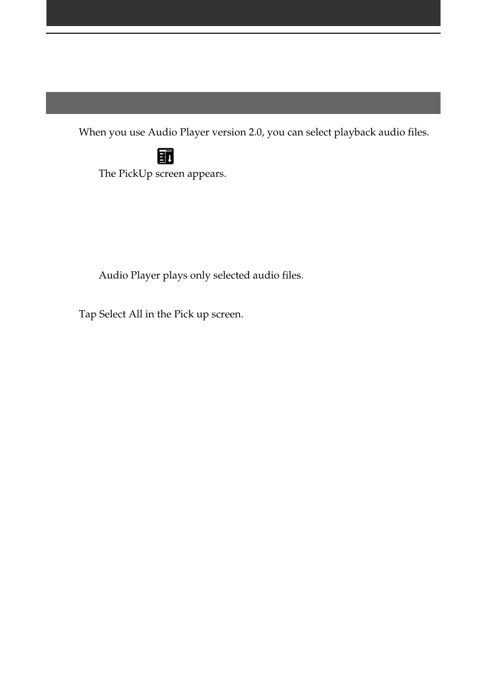Selecting playback audio files (pick up), Selecting playback audio files (pick up) 36 | Sony PEG-N710C User Manual | Page 36 / 57