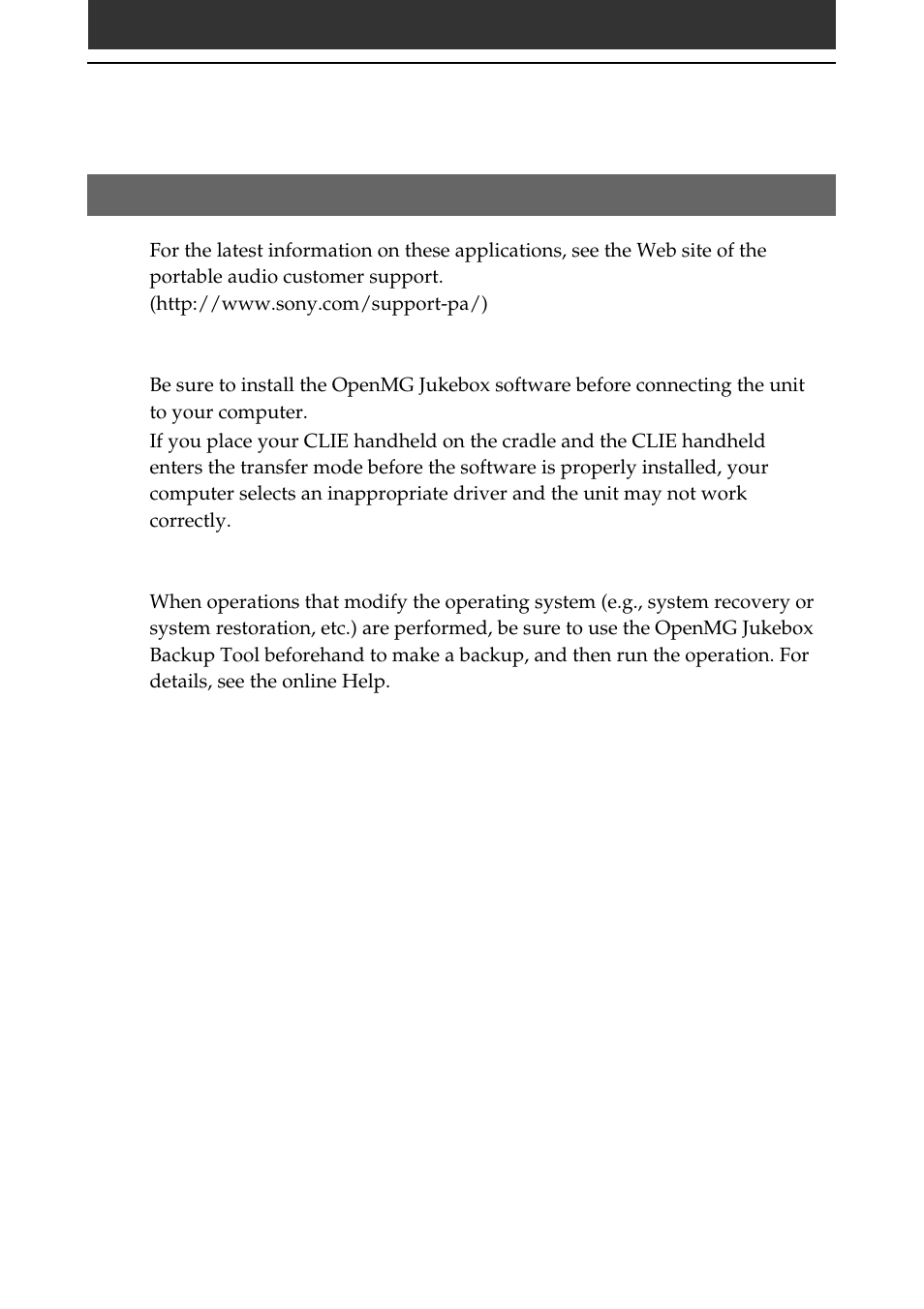 Notes on playing audio files | Sony PEG-N710C User Manual | Page 52 / 57
