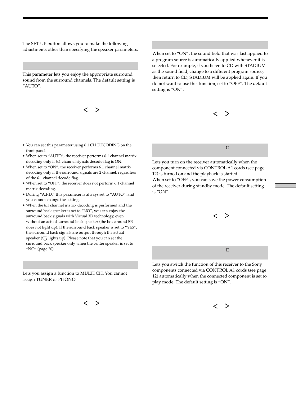 Adjustment using the set up button | Sony STR-DE975 User Manual | Page 51 / 72