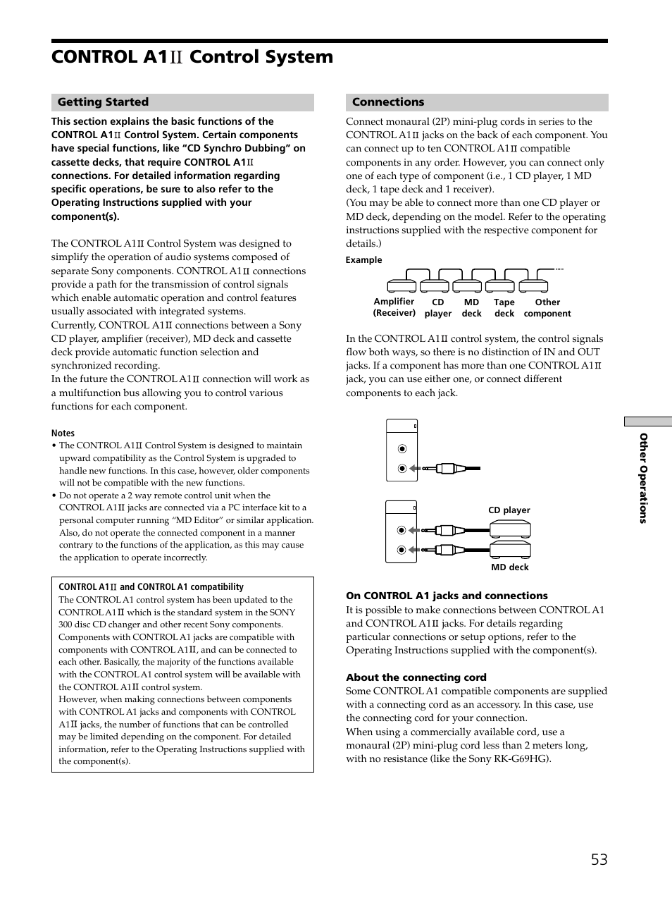 Control a1 control system 53, Control a1 control system | Sony STR-DE975 User Manual | Page 53 / 72