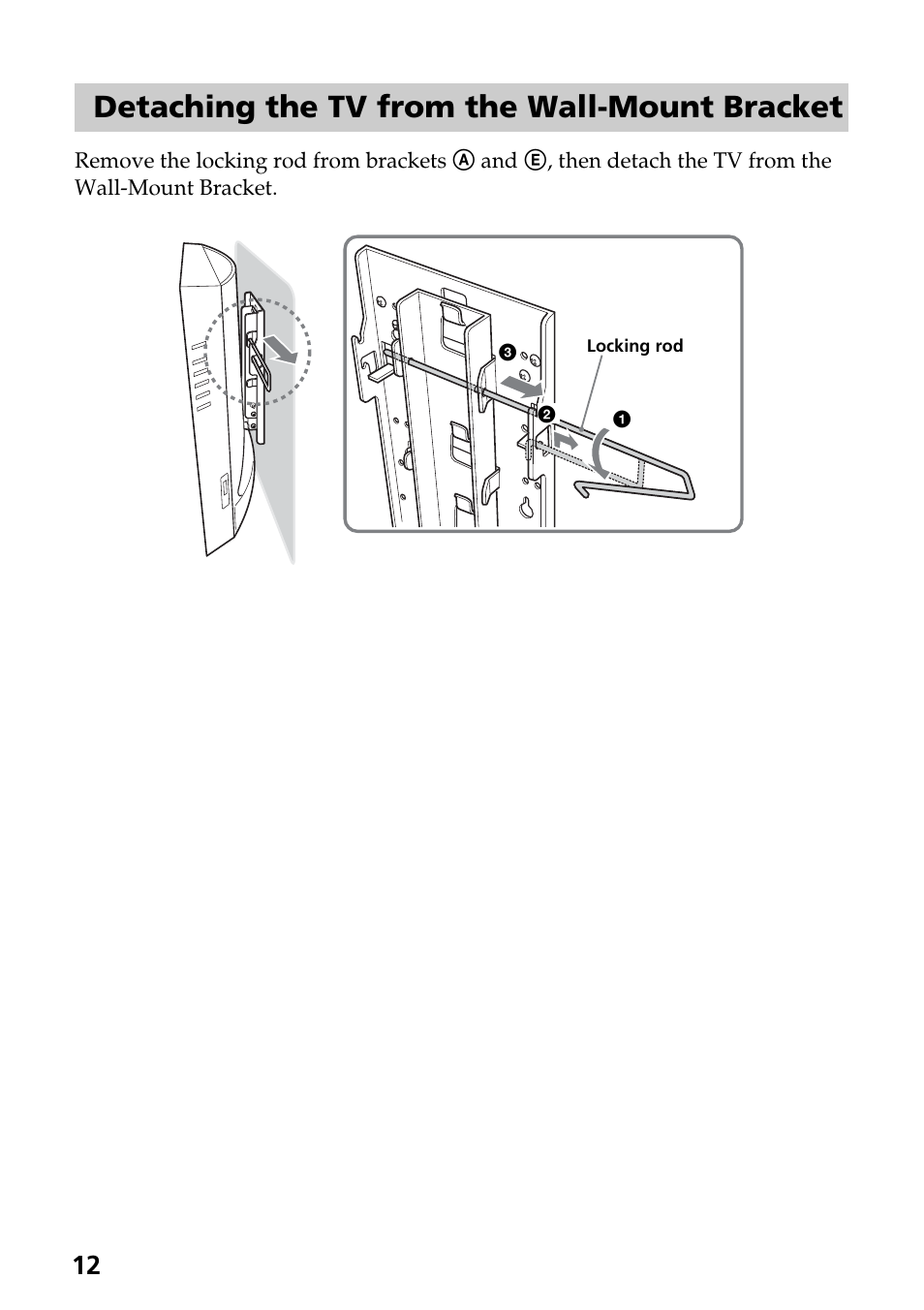 Detaching the tv from the wall-mount bracket | Sony SU-W210 User Manual | Page 12 / 40