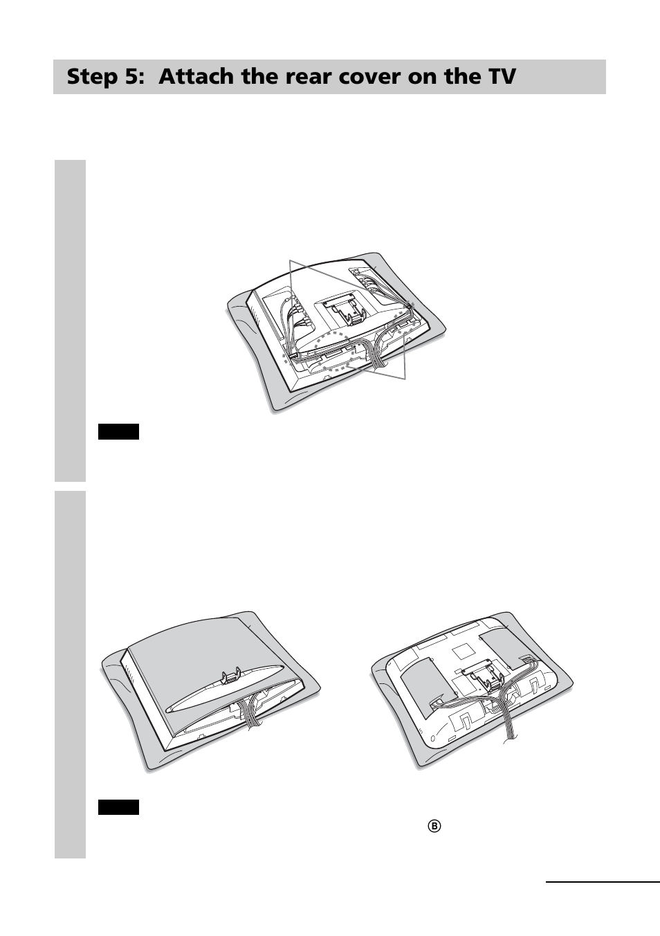 Step 5: attach the rear cover on the tv | Sony SU-W210 User Manual | Page 7 / 40