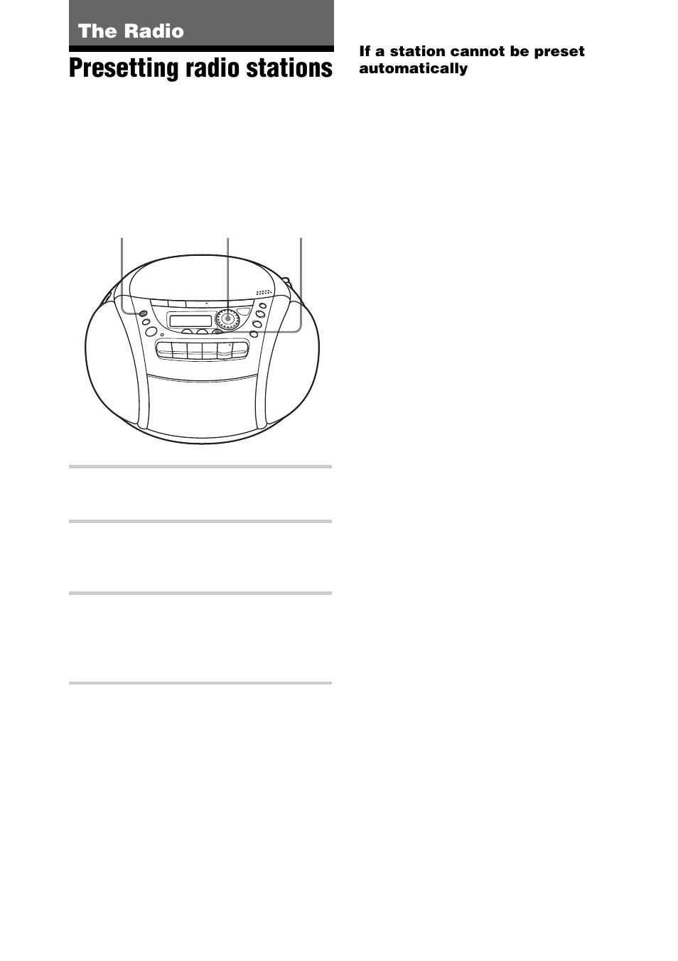 The radio, Presetting radio stations, 16 the radio | Sony CFD-E90 User Manual | Page 16 / 32