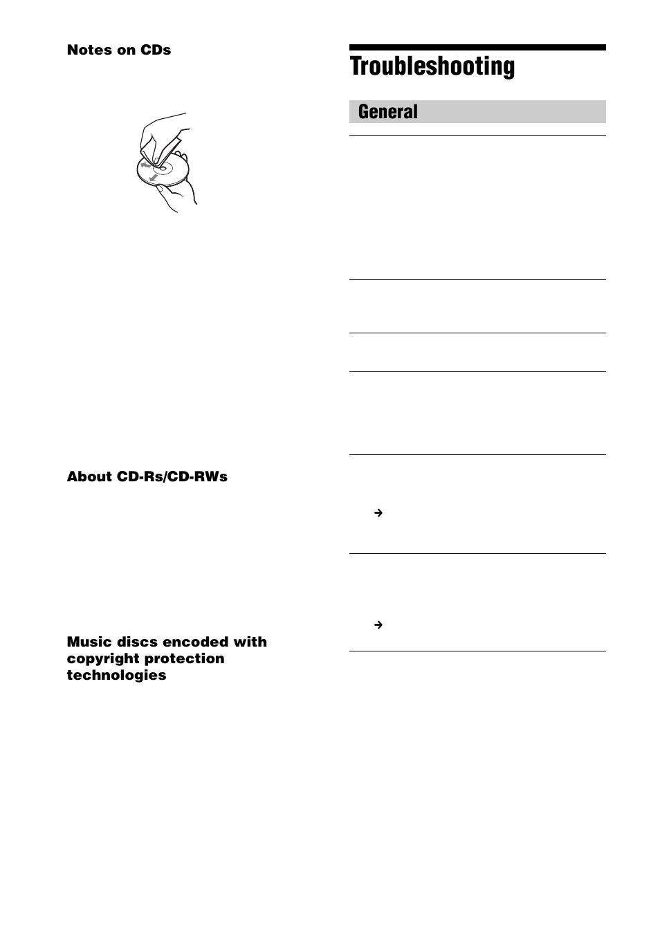 Troubleshooting, General | Sony CFD-E90 User Manual | Page 26 / 32