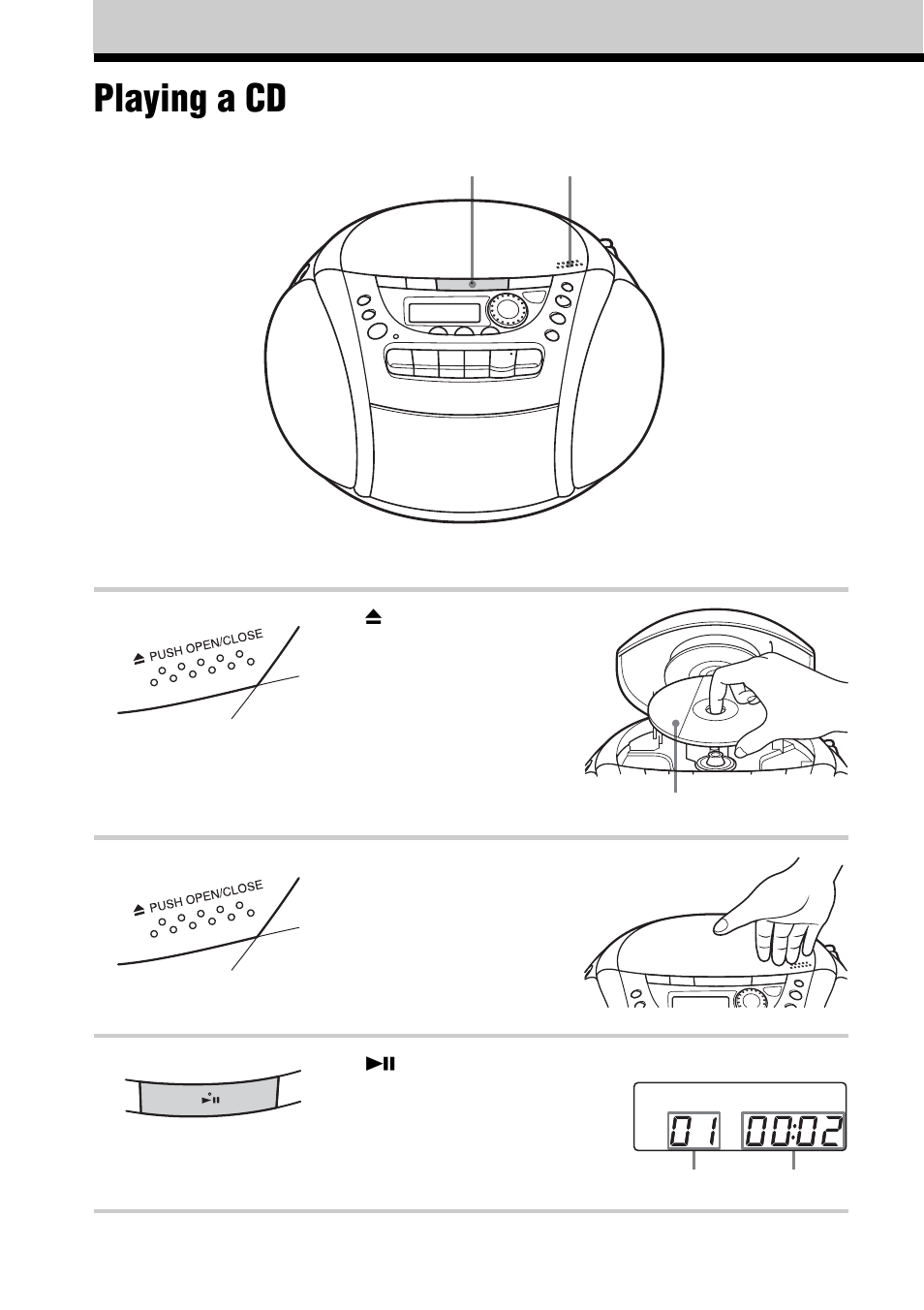 Basic operations, Playing a cd | Sony CFD-E90 User Manual | Page 4 / 32