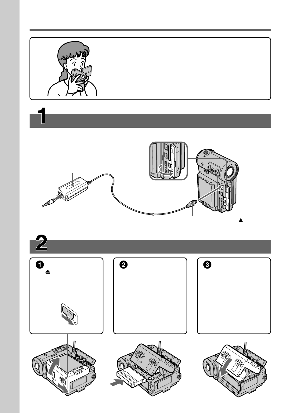 Quick start guide, Inserting a cassette, Connecting the power cord | Sony DCR-IP7BT User Manual | Page 12 / 196