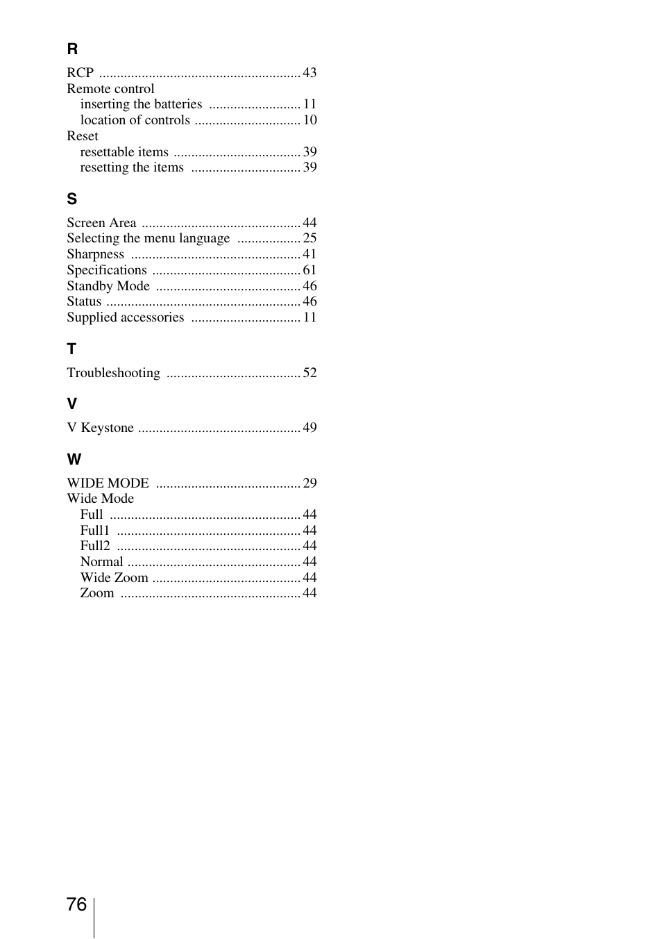 Sony VPL-VW40 User Manual | Page 76 / 80