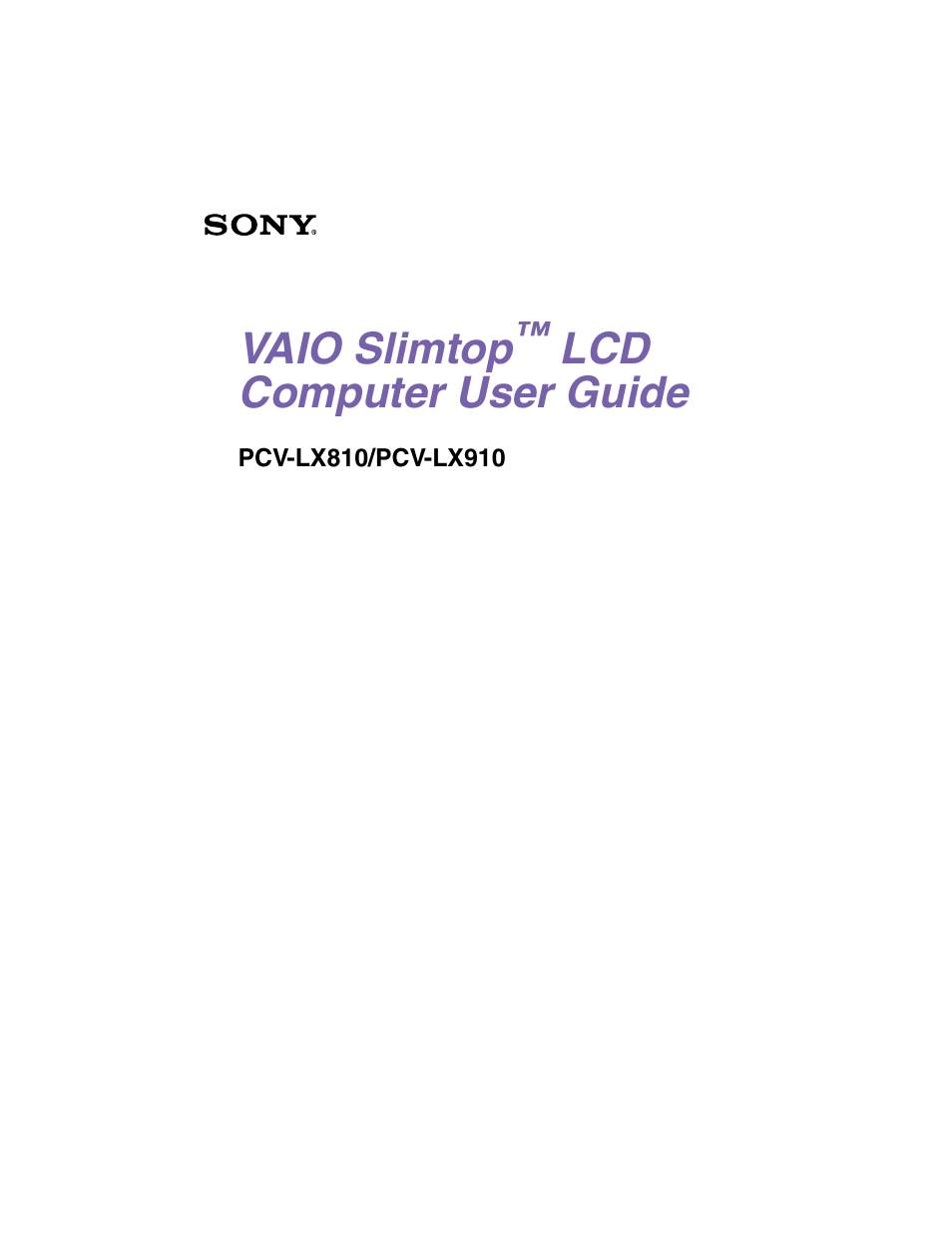 Sony PCV-LX910 User Manual | 124 pages