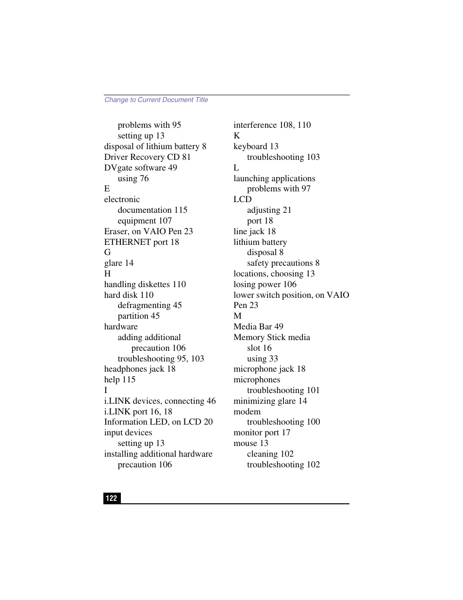 Sony PCV-LX910 User Manual | Page 122 / 124