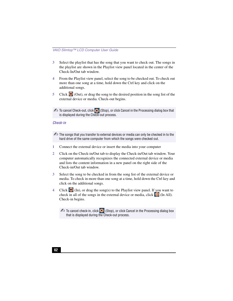 Check-in | Sony PCV-LX910 User Manual | Page 62 / 124