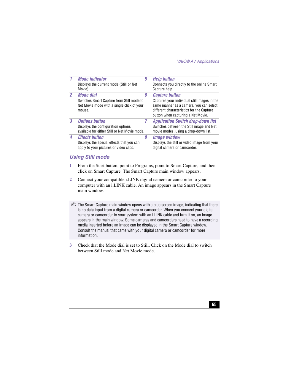 Using still mode | Sony PCV-LX910 User Manual | Page 65 / 124