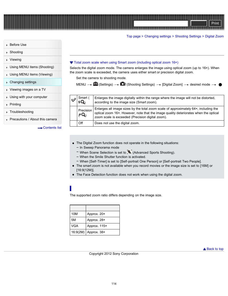 Digital zoom, Details, Cyber-shot user guide | Sony DSC-H90 User Manual | Page 114 / 185