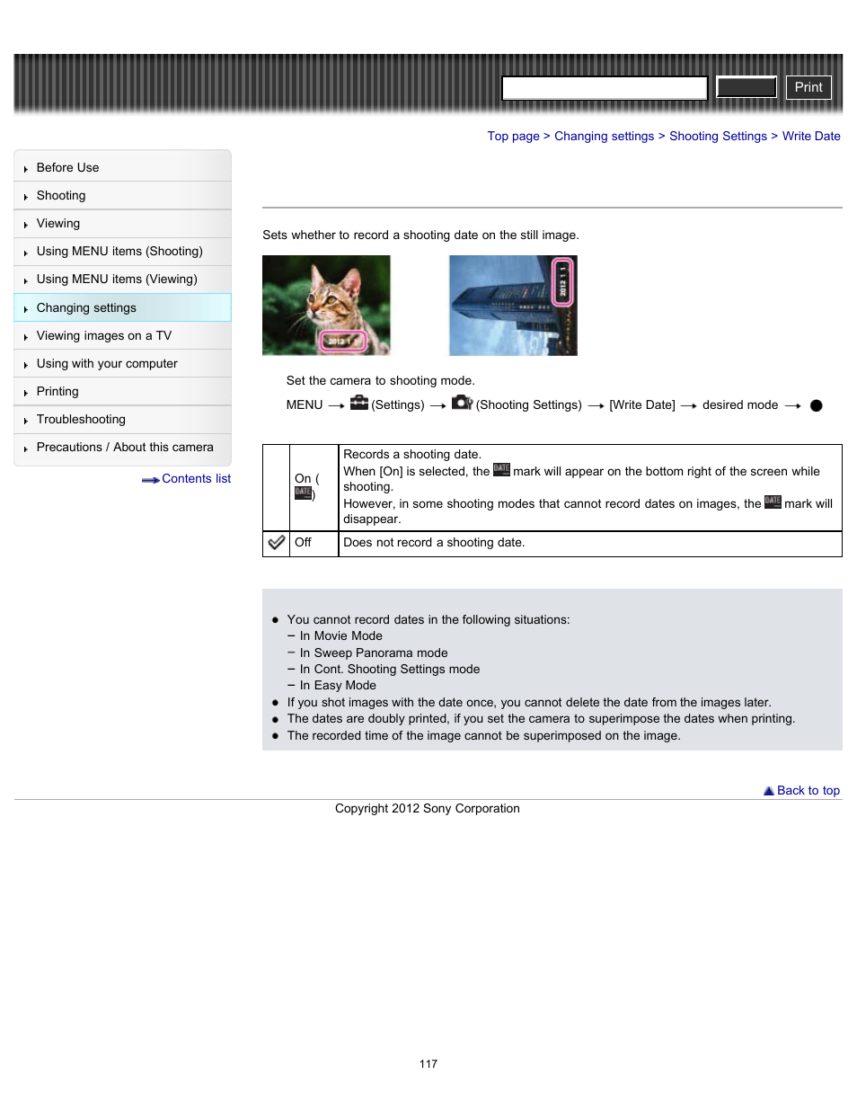 Write date, Cyber-shot user guide | Sony DSC-H90 User Manual | Page 117 / 185