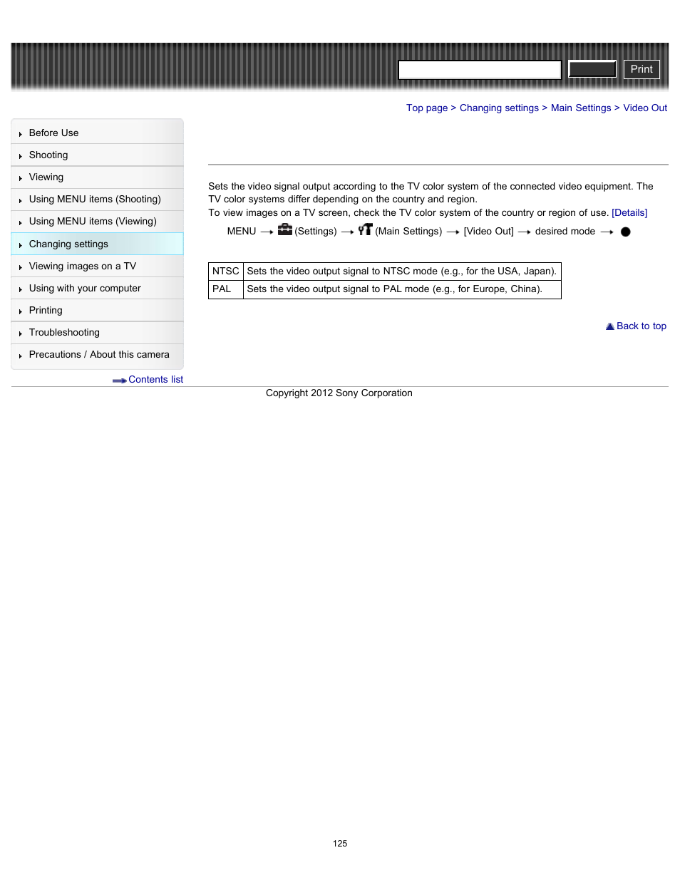 Video out, Cyber-shot user guide | Sony DSC-H90 User Manual | Page 125 / 185