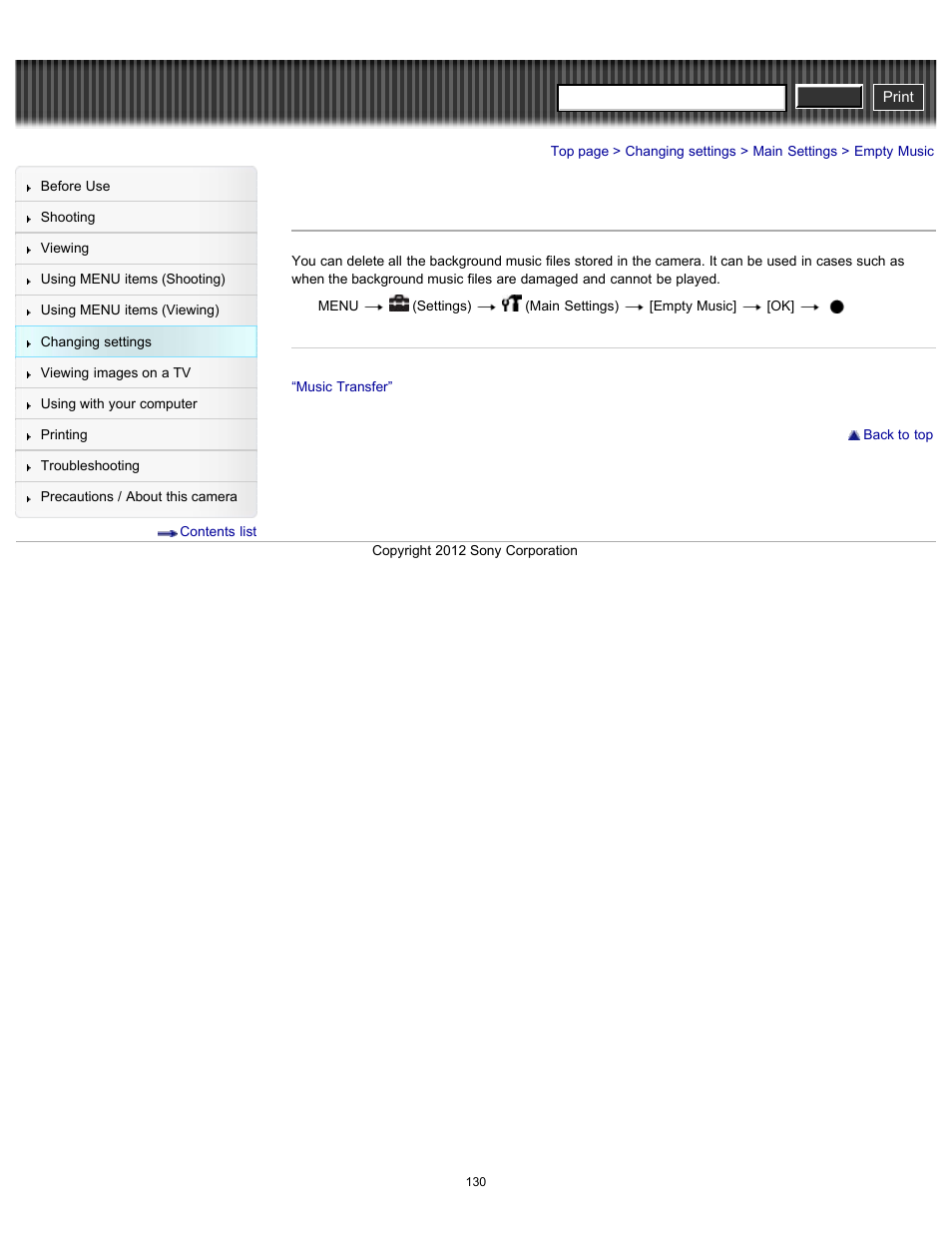 Empty music, Cyber-shot user guide | Sony DSC-H90 User Manual | Page 130 / 185