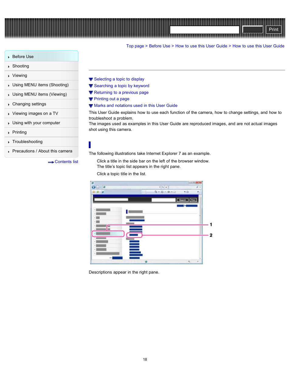 How to use this user guide, Cyber-shot user guide | Sony DSC-H90 User Manual | Page 18 / 185