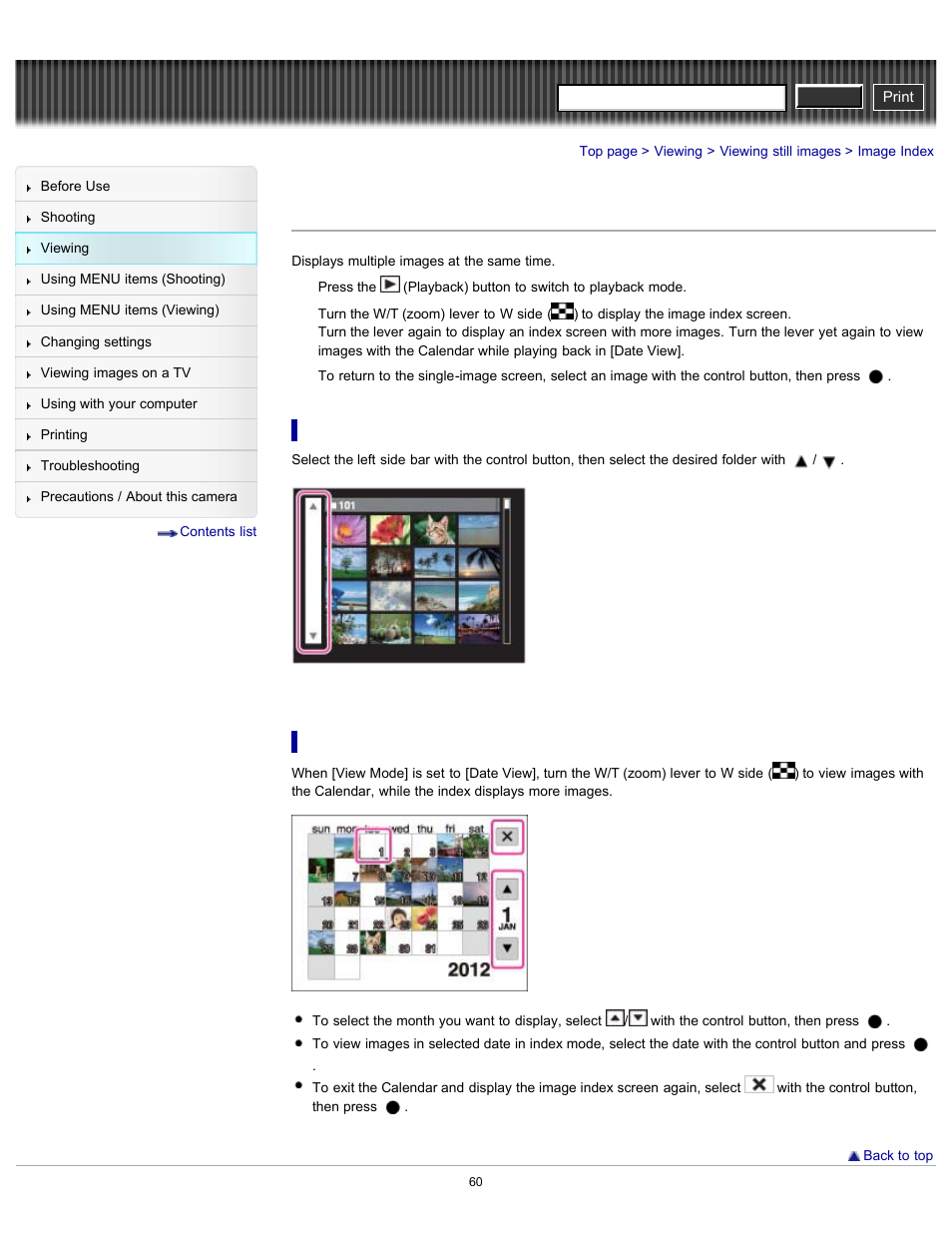 Image index, Cyber-shot user guide | Sony DSC-H90 User Manual | Page 60 / 185