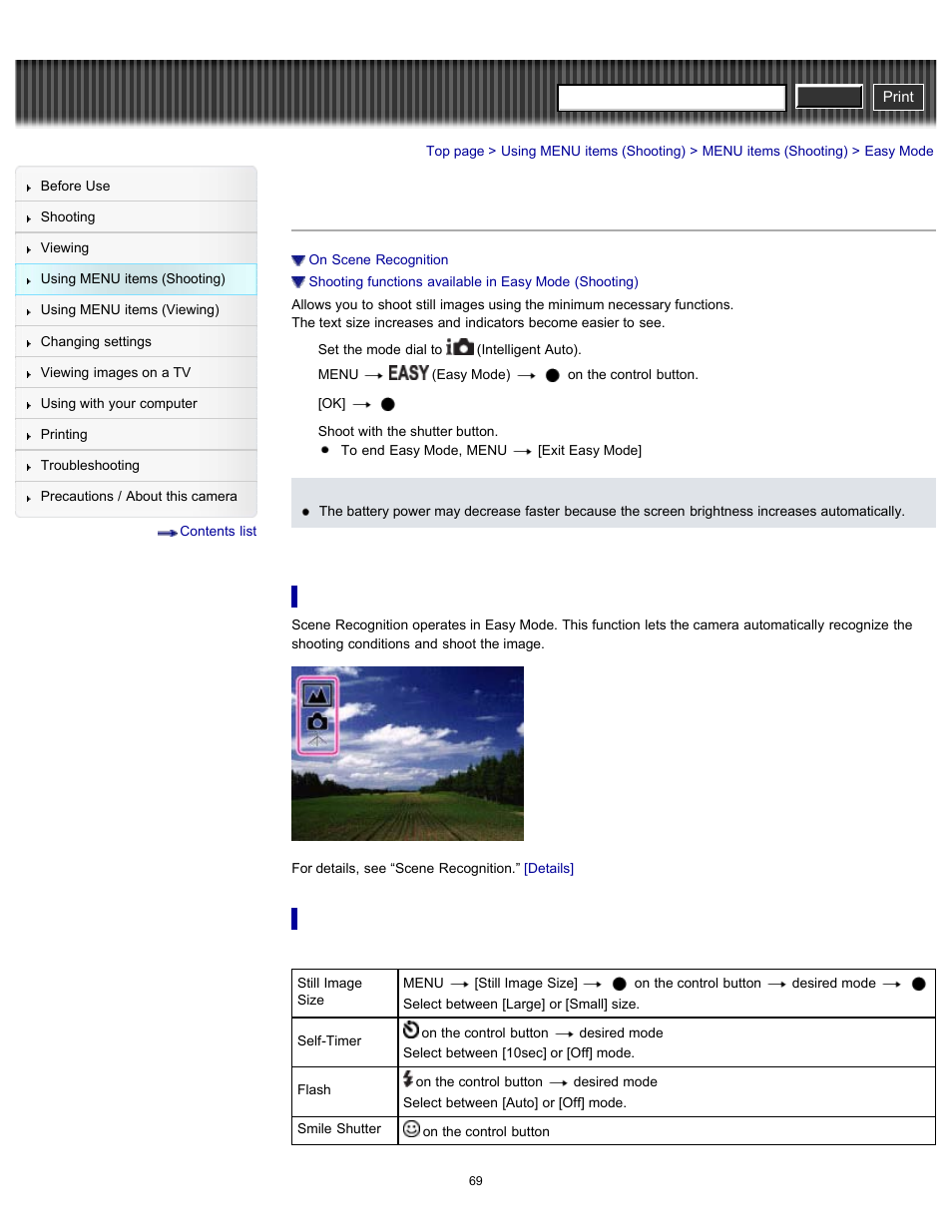 Easy mode, Cyber-shot user guide | Sony DSC-H90 User Manual | Page 69 / 185