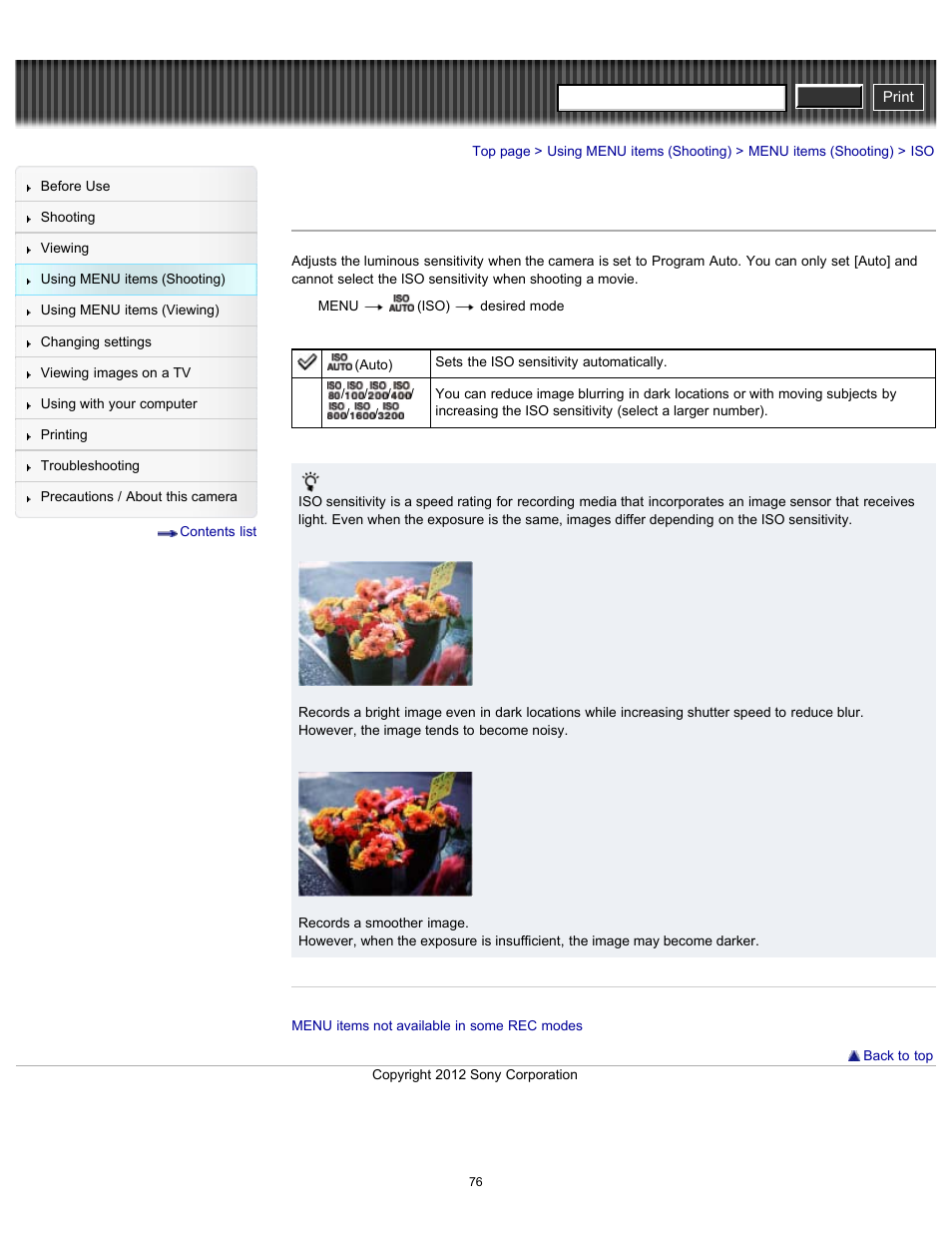 Cyber-shot user guide | Sony DSC-H90 User Manual | Page 76 / 185