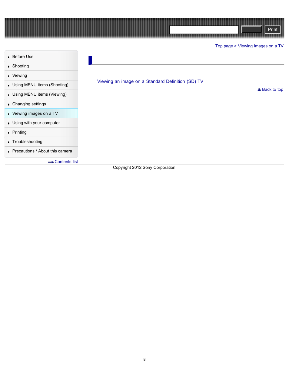 Viewing images on a tv, Cyber-shot user guide | Sony DSC-H90 User Manual | Page 8 / 185