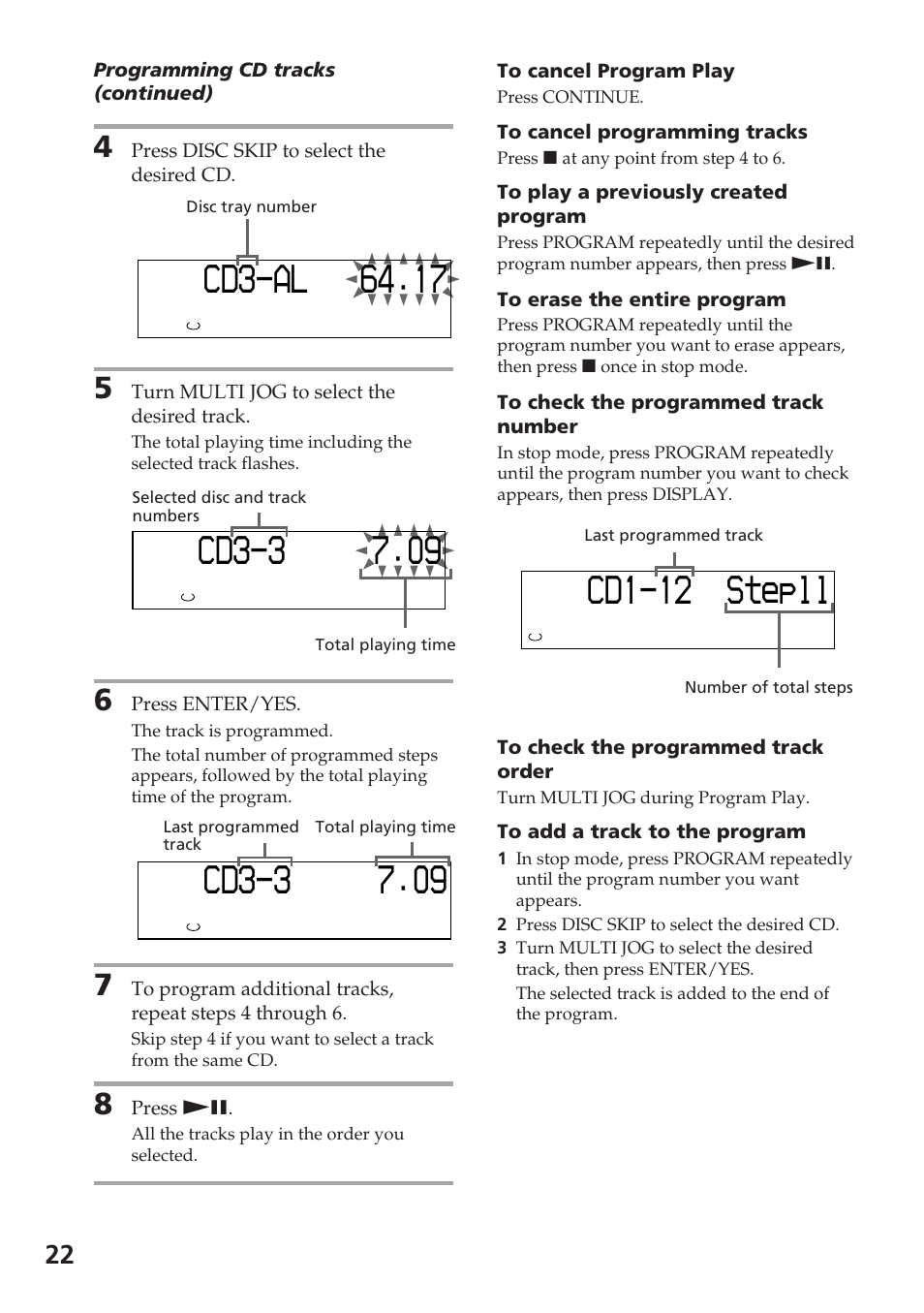 Cd p e - 1 1 l l 2 st | Sony DHC-MD515 User Manual | Page 22 / 72