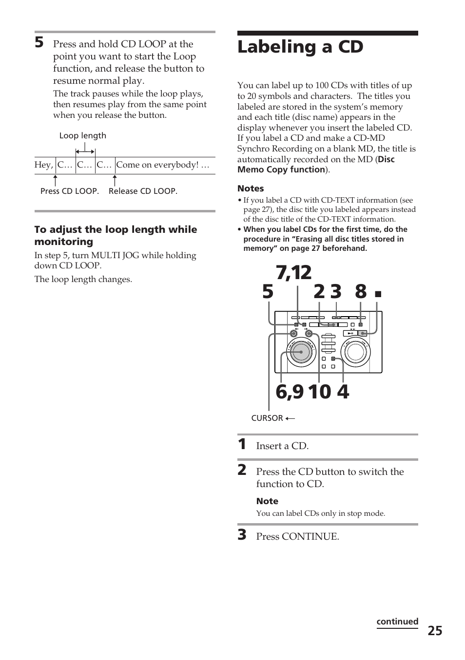 Labeling a cd | Sony DHC-MD515 User Manual | Page 25 / 72